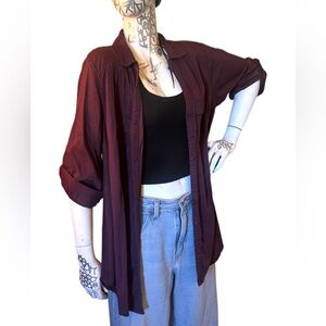 torrid Button-Up Top in Deep Wine
